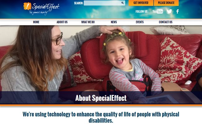 Screenshot of the SpecialEffect website