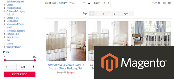 Screenshot of a Magento-powered shop with the Magento logo on top