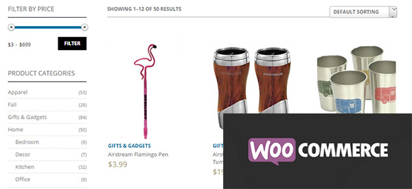 Screenshot of a WooCommerce-powered shop with the WooCommerce logo on top