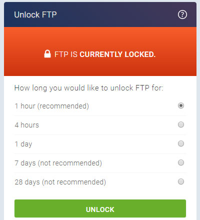 A screenshot of the FTP Locked section of the new eXtend Control Panel theme