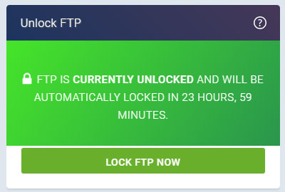 A screenshot of the Unlocked FTP section on the new eXtend Control Panel theme